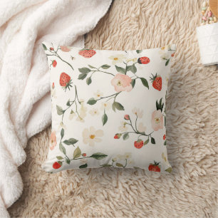 Crème Blush Aardbeien Kussen
