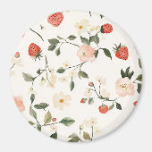 Crème Blush Aardbeien Magneet (Voorkant)