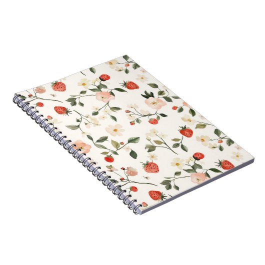 Crème Blush Aardbeien Notitieboek (Rechterzijde)