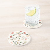 Crème Blush Aardbeien Zandsteen Onderzetter (Zijkant)