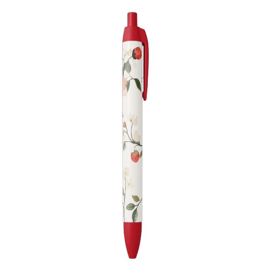Crème Blush Aardbeien Zwarte Inkt Pen (Achterkant (Verticaal))