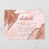 Crème Blush Agate Soft Pink Gold Weduwdetails Informatiekaartje (Voorkant / Achterkant)