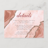 Crème Blush Agate Soft Pink Gold Weduwdetails Informatiekaartje (Voorkant)
