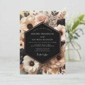 Crème Blush Bloemrijke Romantische Bruiloft Kaart (Staand voorkant)