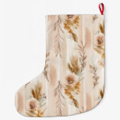 Crème Blush Boho Bloemen Kerstmis Grote Kerstsok (Achterkant)