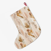 Crème Blush Boho Bloemen Kerstmis Grote Kerstsok (Achterkant (Hangend))