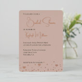 Crème Blush Diamonds Confetti Harten Bruiloftsshow Folie Uitnodiging (Staand Voorkant)