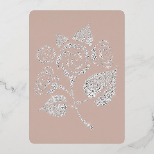 Crème Blush Diamonds Rozen Vrijgezellenfeest Folie Uitnodiging (Achterkant)