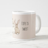 Crème Blush Drie Moppige Konijn Konijnen Grote Koffiekop (Voorkant rechts)