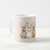 Crème Blush Drie Moppige Konijn Konijntjes Koffiemok (Voorkant links)