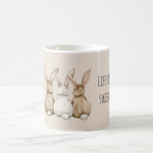Crème Blush Drie Moppige Konijn Konijntjes Koffiemok