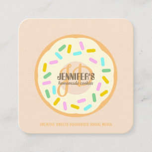 Crème Blush Gebakken Creatieve Koekjes Donut Vierkante Visitekaartje