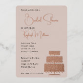 Crème Blush Glam Diamonds Cake Vrijgezellenfeest Folie Uitnodiging (Voorkant)