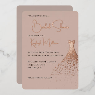 Crème Blush Glam Diamonds Dress Vrijgezellenfeest Folie Uitnodiging