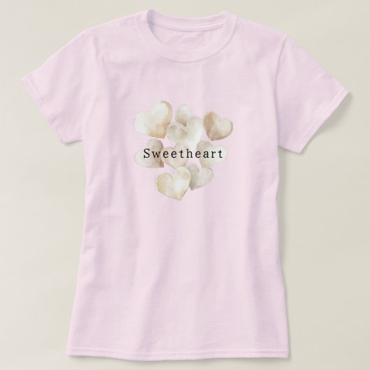Crème Blush Harten Sweetheart T-shirt (Design voorkant)