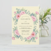 Crème Blush Pioen Huwelijk Kaart (Staand voorkant)