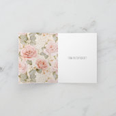 Crème Blush Roses Floral Bedankt Kaart (Binnen)