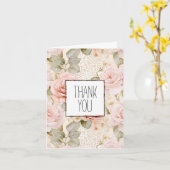 Crème Blush Roses Floral Bedankt Kaart (Gele Bloem)