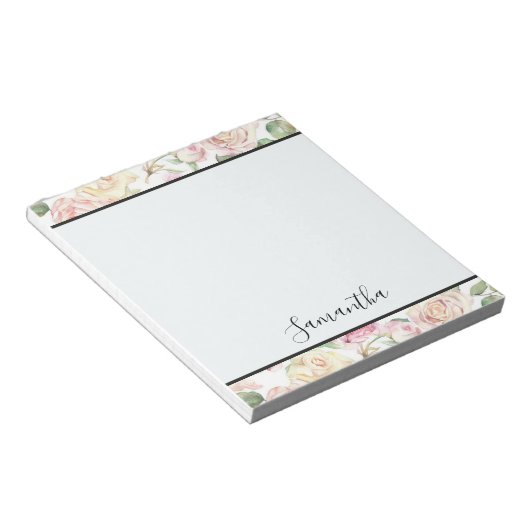  Crème Blush Roses Notitieblok (Schuin)