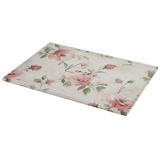 Crème Blush Roze Bloemen Bloemstuk Snijplank (Hoek)