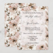 Crème Blush Roze Bloemen Huwelijk Kaart (Voorkant / Achterkant)