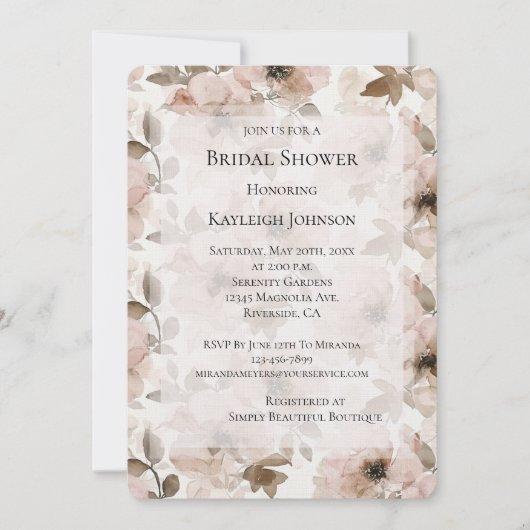 Crème Blush Roze Bloemen Vrijgezellenfeest Kaart (Voorkant)