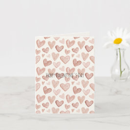 Crème Blush Roze Hart Valentijnsdag Kaart