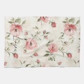 Crème Blush Roze Rozen Bloem Theedoek (Horizontaal)