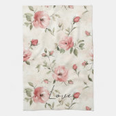 Crème Blush Roze Rozen Bloem Theedoek (Verticaal)