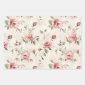 Crème Blush Roze Rozen Bloemig Bruiloftsfeest Inpakpapier Vel (Voorkant 3)