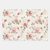 Crème Blush Roze Rozen Bloemig Bruiloftsfeest Inpakpapier Vel (Voorkant)
