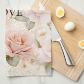 Crème Blush Roze Rozen Bloemig   Theedoek (Quarter Fold)