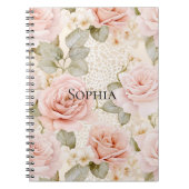 Crème Blush Roze Rozen Bloemige Bruidsmeisjesfeest Notitieboek (Voorkant)