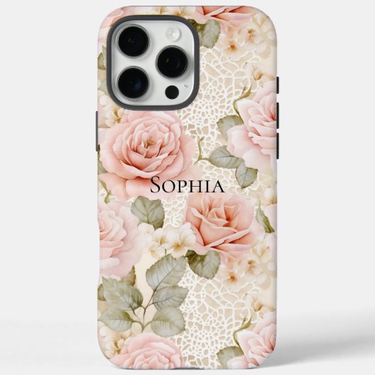 Crème Blush Roze Rozen Bloemige Bruiloft Feest Case-Mate iPhone Case (Achterkant)