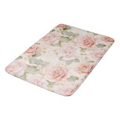 Crème Blush Roze Rozen Bloemige Bruiloftsdouche Badmat (Gekanteld)