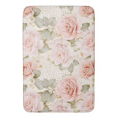 Crème Blush Roze Rozen Bloemige Bruiloftsdouche Badmat (Voorkant Verticaal)