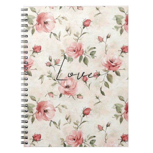 Crème Blush Roze Rozen Bloemstuk Notitieboek (Voorkant)