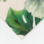 Crème Blush Roze Tropische bladeren Hibiscus Bloem Fleece Deken (Hoek)