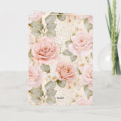 Crème Blush Rozen Bloemen bruiloft Kaart (Achterkant)