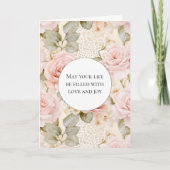 Crème Blush Rozen Bloemen bruiloft Kaart (Voorkant)