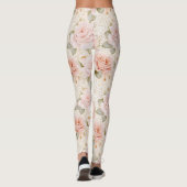 Crème Blush Rozen Bloemen Leggings (Achterkant)