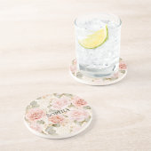 Crème Blush Rozen Bloemen Zandsteen Onderzetter (Zijkant)