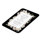 Crème, Blush, Zwarte Waterverf Bloemen bruiloft Magneet (Linkerzijde)