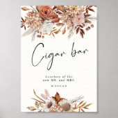 Crème Boho Bloemen Favoriet Sigaar Bar Trouwbord Poster (Voorkant)