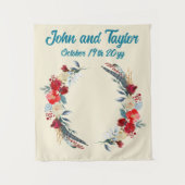 Crème Boho Bruiloft Achtergrond Receptie Fotocabin Wandkleed (Voorkant)