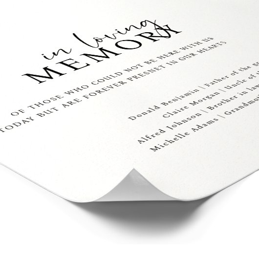 Crème Boho In liefdevolle herinnering Trouwbord Poster (Hoek)