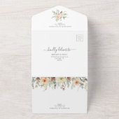 Crème Boho Kerst QR Code Winter Bloemen Huwelijk All In One Uitnodiging (Buitenkant)