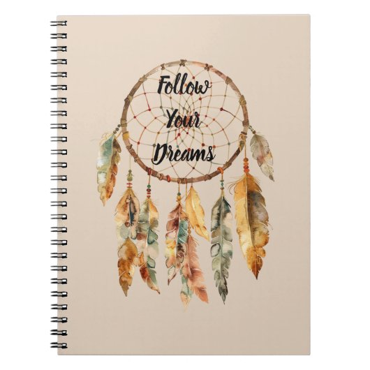 Crème Boho Veren Droomvanger Notitieboek (Voorkant)