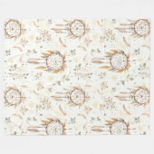 Crème Boho Veren Droomvangers Fleece Deken (Voorkant (Horizontaal))