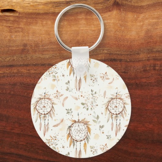 Crème Boho Veren Droomvangers Sleutelhanger (Voorkant)